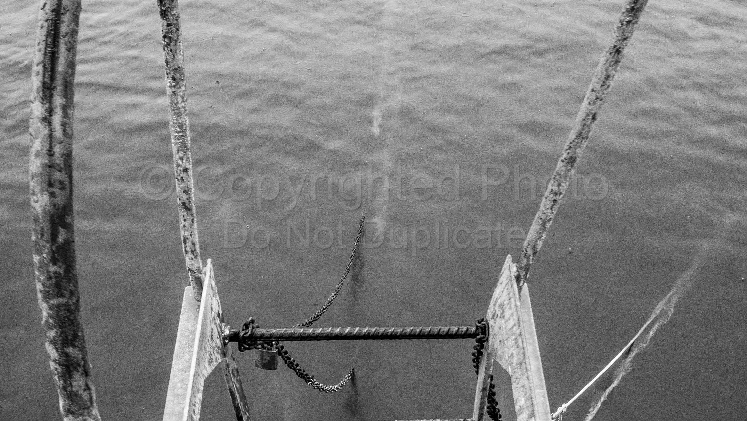 A ladder by the water